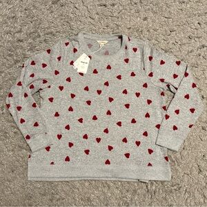 Lucky Brand Gray Sweater with Red Hearts NWT